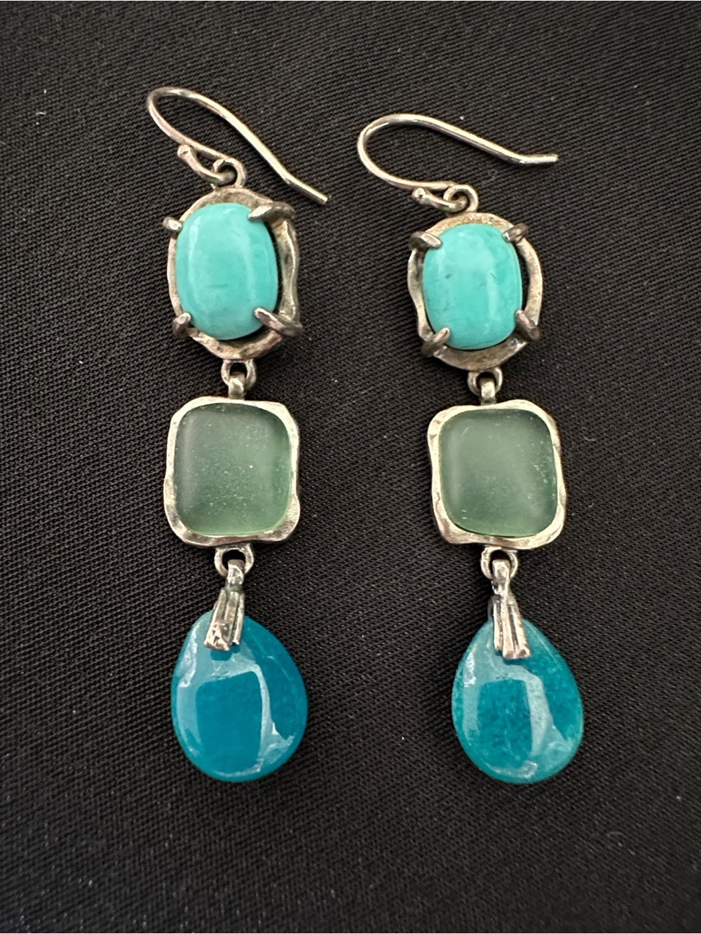 Silpada EUC Sterling & gemstone dangle earrings. Stamped 925